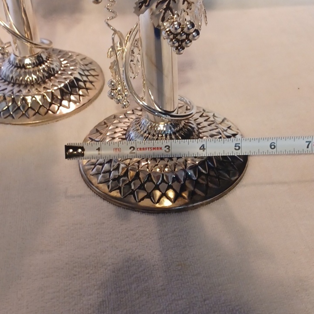 Silver Grape Vine Candle Holders - Elegant Home Accents Studio Silversmith Set - Picture 6 of 6